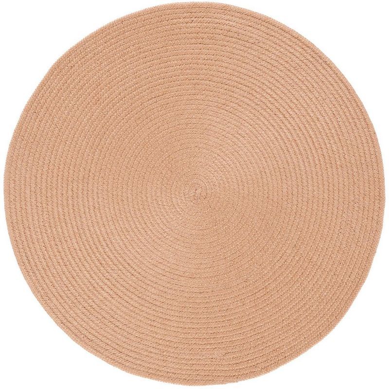 Tan Round Braided Handwoven Reversible Area Rug