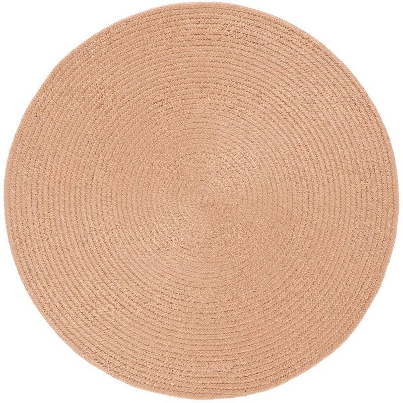 Tan Round Braided Handwoven Reversible Area Rug