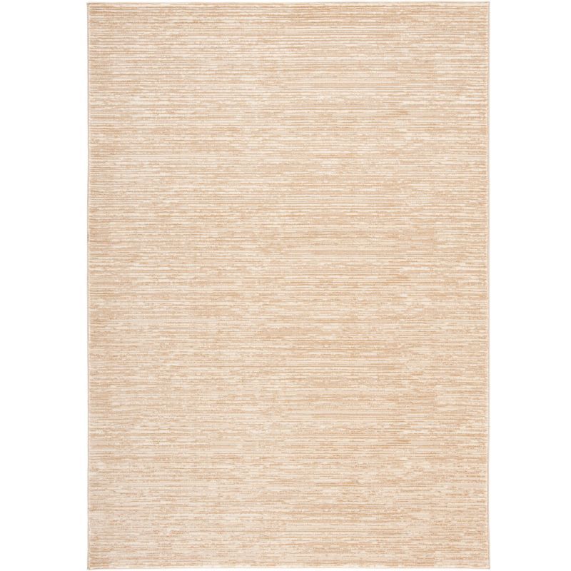 Beige 4' x 6' Hand-Knotted Synthetic Area Rug