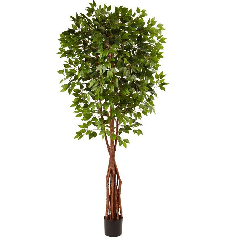 85-Inch Green Silk Potted Ficus Floor Plant