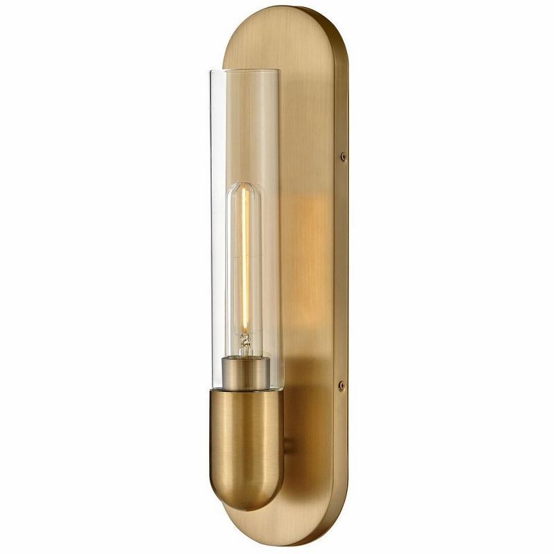 Lacquered Brass Cylinder Dimmable Wall Sconce with Clear Glass