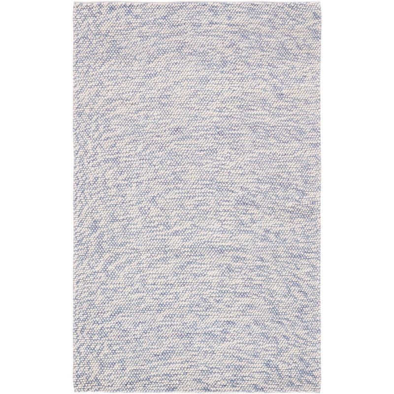 Blue and Ivory Handwoven Wool 6' x 9' Area Rug