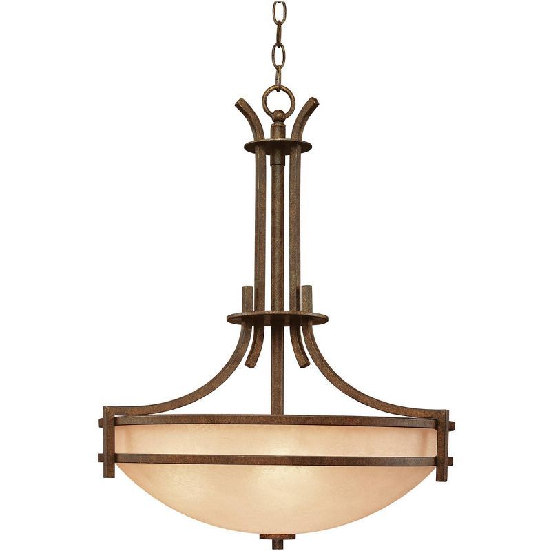 Rustic Bronze 24" Pendant Chandelier with Cream Glass Shade