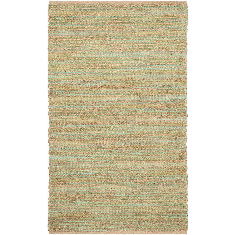 Coastal Charm Green Cotton 4' x 6' Handmade Flat Woven Area Rug