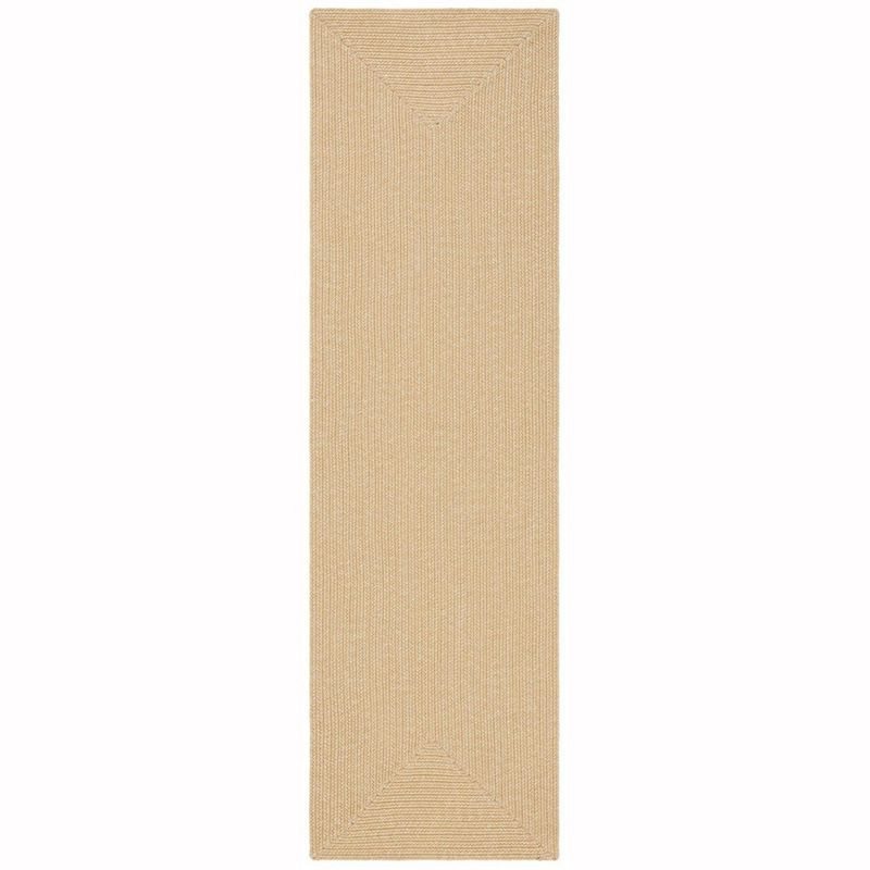 Beige Braided Reversible Synthetic Runner Rug 2'3" x 8'