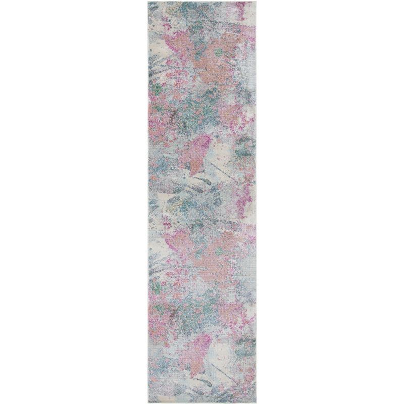 Ivory Abstract 26'' Synthetic Easy-Care Stain-Resistant Runner