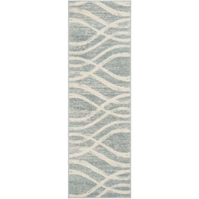 Cream and Slate Synthetic Easy Care Runner Rug