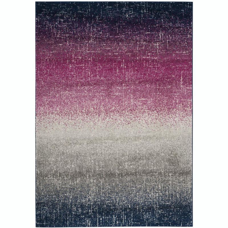 Fuchsia and Navy Boho Chic Synthetic Area Rug