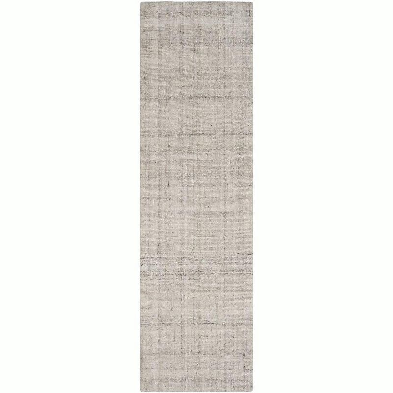 Light Grey Abstract Handmade Wool Runner Rug