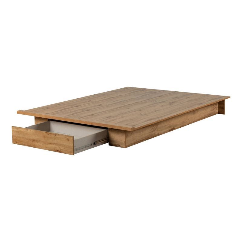 Nordik Oak Queen Platform Bed with Storage Drawer