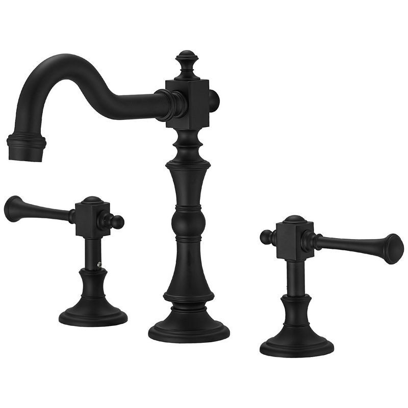 Matte Black Brass Double Handle High-Arc Bathroom Faucet