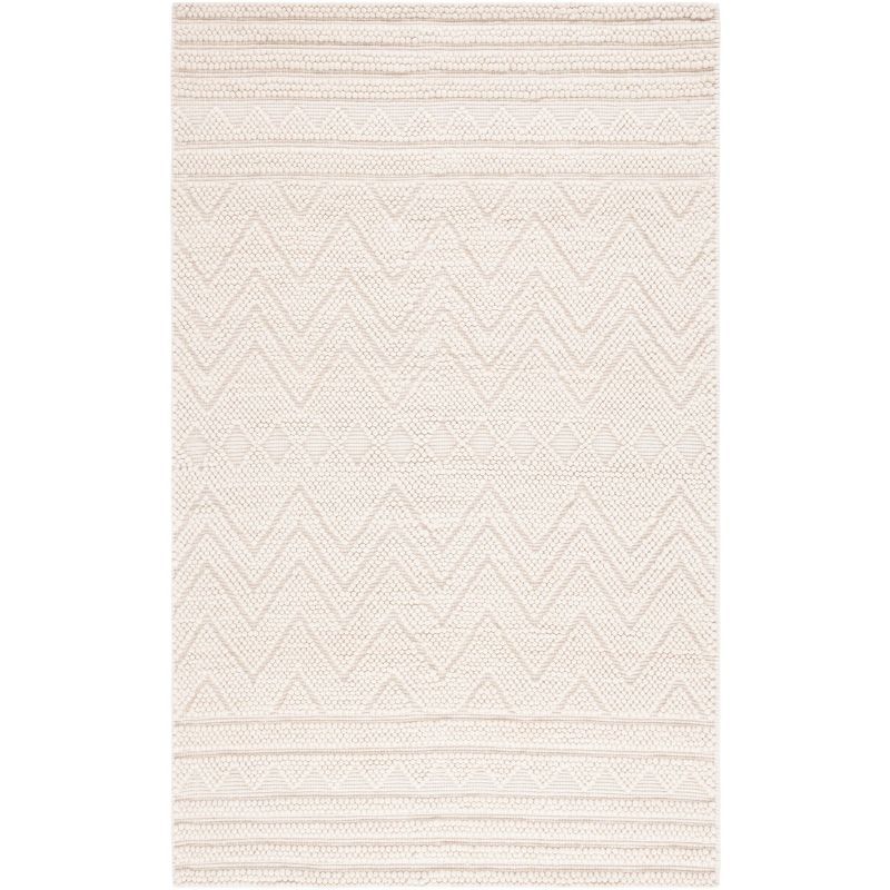 Artisan-Crafted Light Beige 4' x 6' Handwoven Wool Area Rug