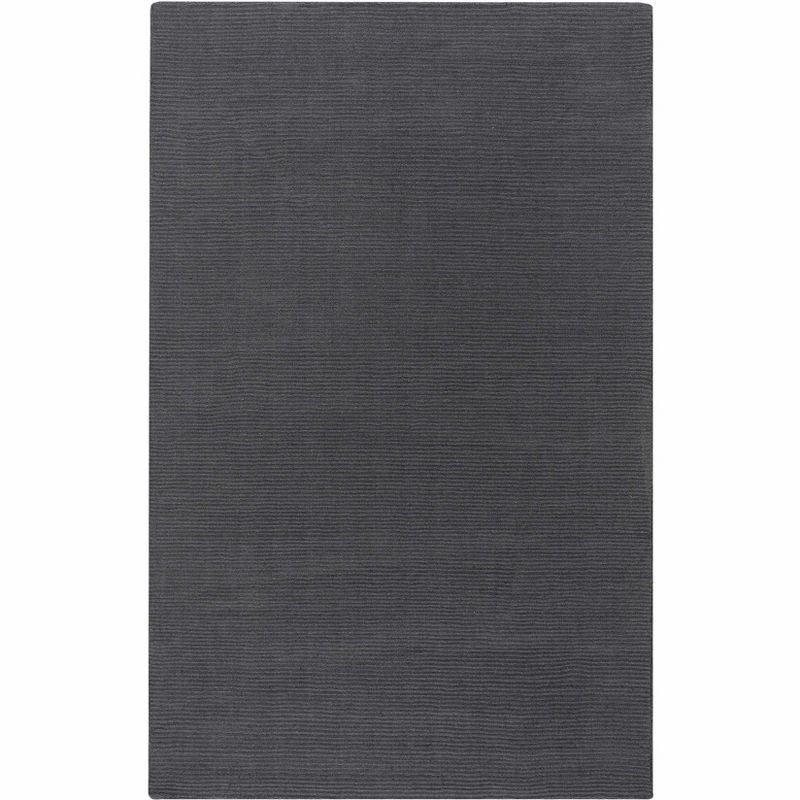 Charcoal Gray High Pile Wool Rectangle Rug 5' x 8'