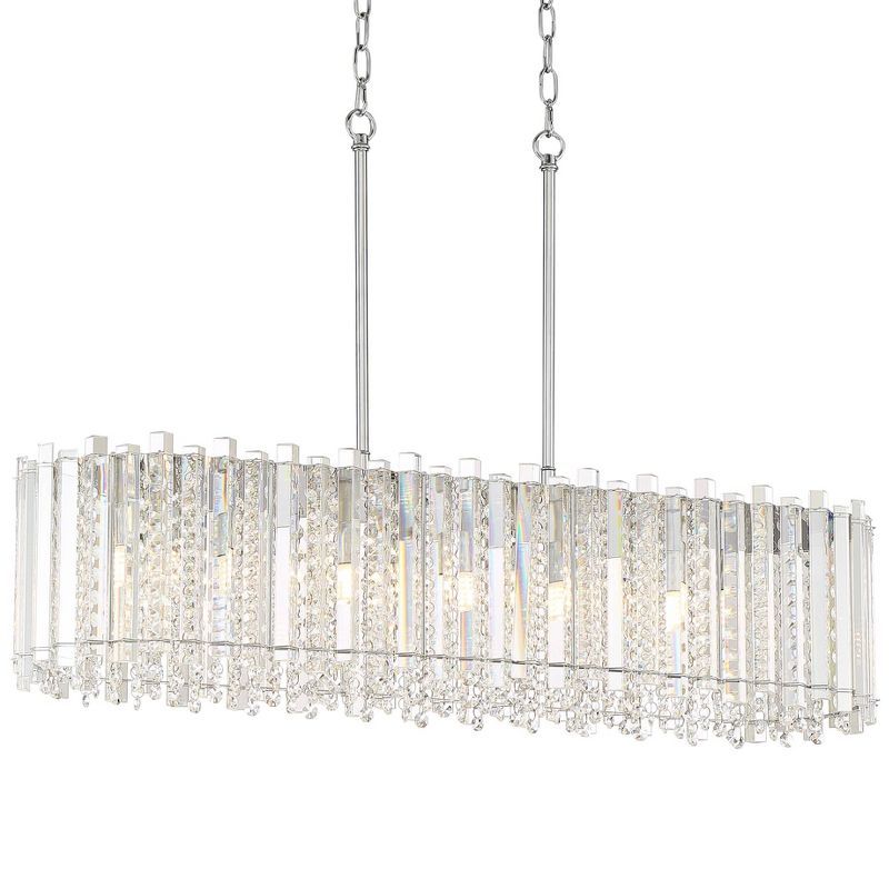 Mirabell Chrome 37" LED Island Pendant with Clear Crystal Droplets