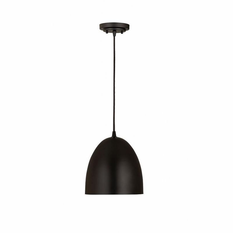 Matte Black Iron Dome Pendant Light, 9.5"