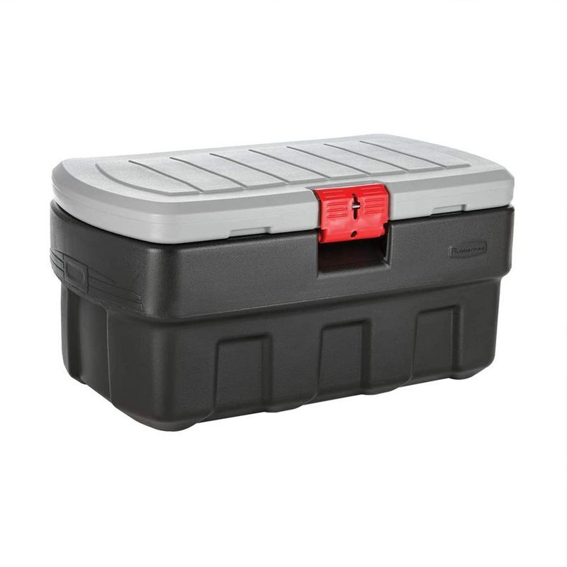 Rubbermaid 35 Gallon Black and Gray Stackable Storage Tote