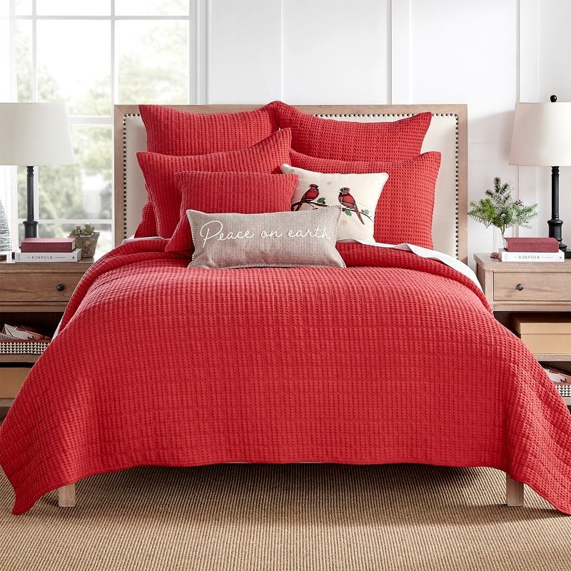 Red Reversible Microfiber Full Quilt and Sham Set