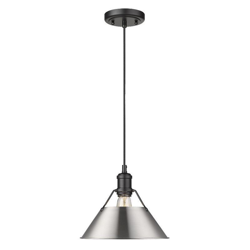 Orwell Transitional Matte Black 10" Pendant with Glass Shade