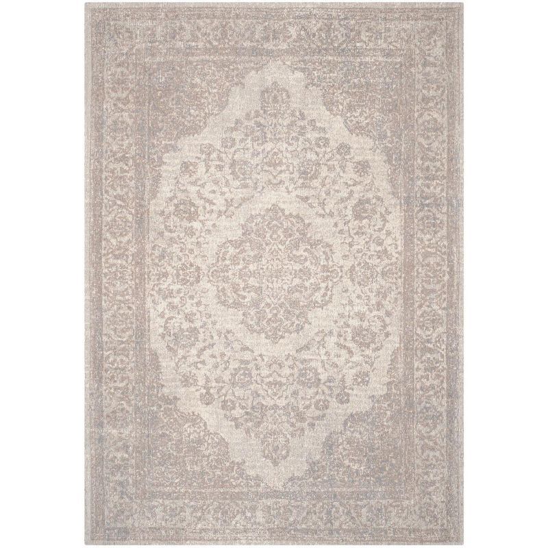 Beige Flat Woven Rectangular Cotton and Viscose Area Rug 9' x 12'