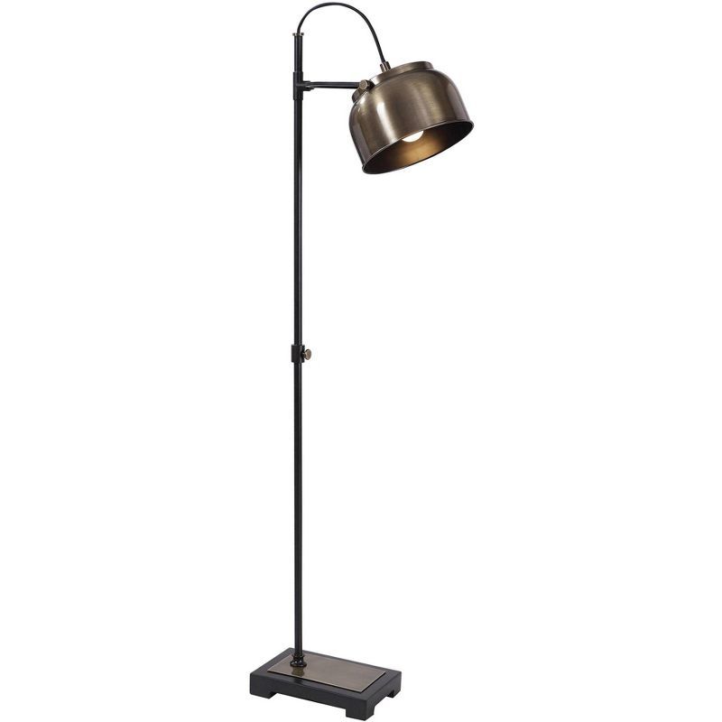 Industrial Arc Floor Lamp with Adjustable Antique Brass Shade