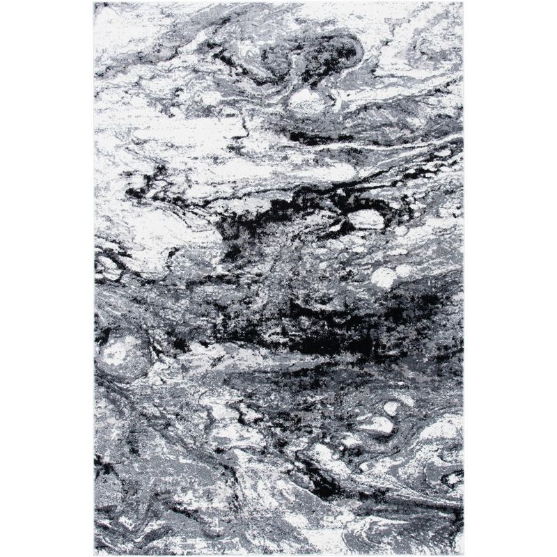 Ethereal Artistry Abstract Gray Synthetic 4' x 6' Area Rug