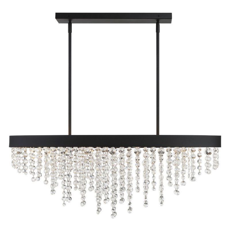 Black Forged 8-Light Chandelier with Hand Cut Crystal