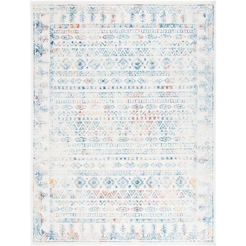 Ivory Rectangular 8' x 10' Stain-Resistant Synthetic Area Rug