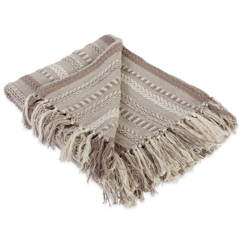 Stone Braided Stripe 50"x60" Cotton Sherpa Throw Blanket