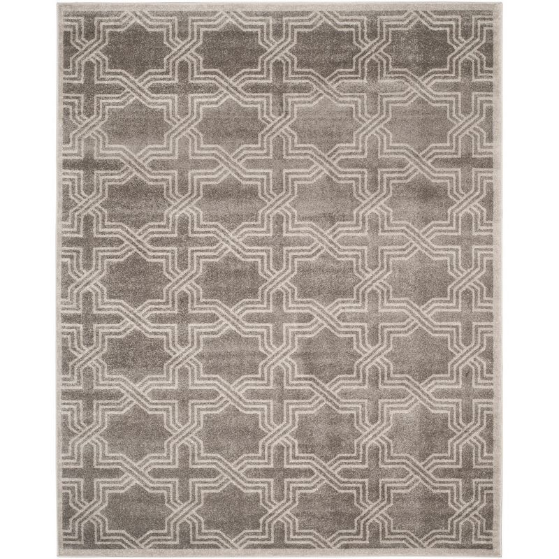 Hand-Knotted Geometric Grey 9' x 12' Easy-Care Area Rug