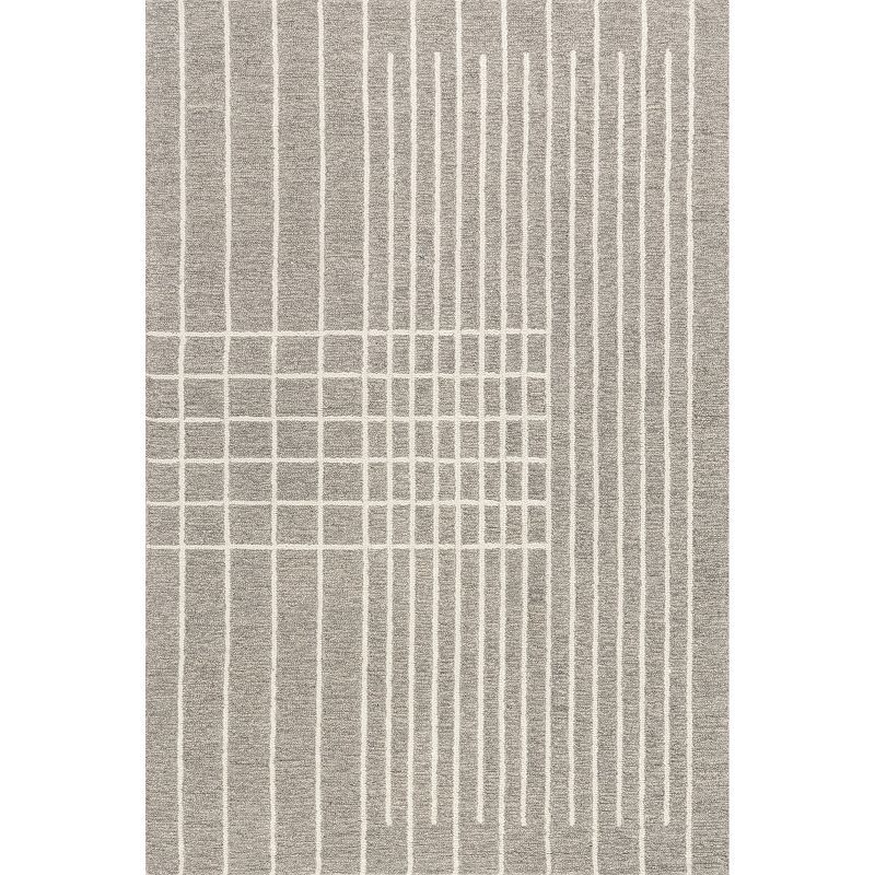 Gray and White Wool Striped 4' x 6' Area Rug