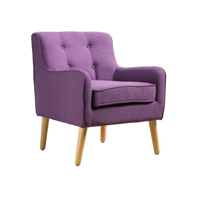 Felicity Tufted Purple Mid-Century Modern Armchair with Wooden Legs