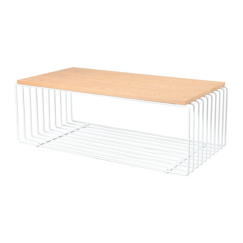Walden Ash Wood Veneer and White Metal Rectangular Coffee Table