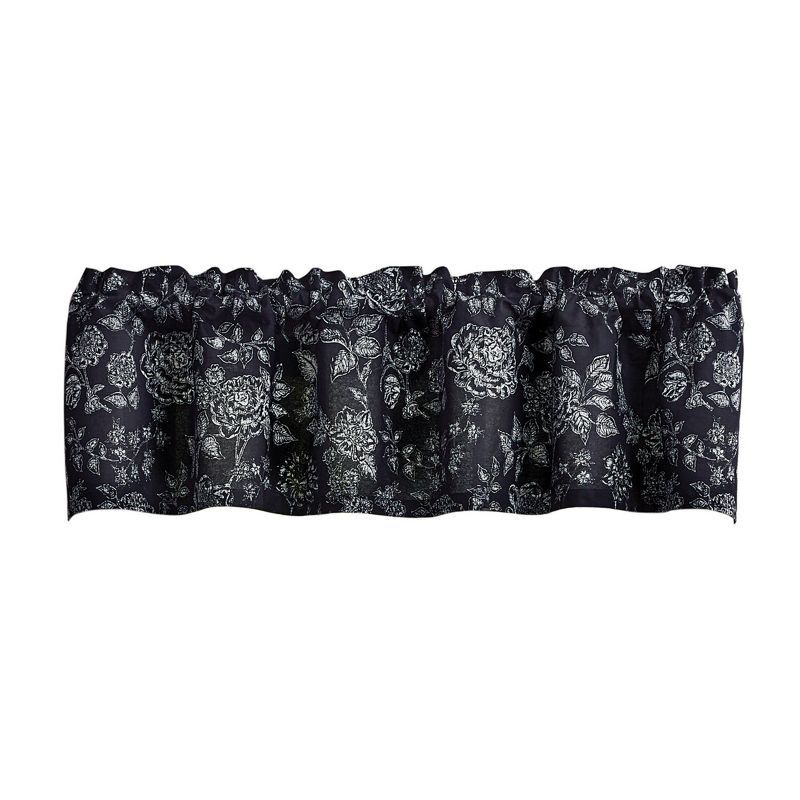 Black and White Floral Botanical Kitchen Valance 60" x 14"