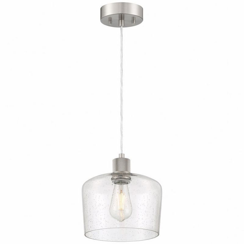 Port Nine Brushed Steel and Seeded Glass LED Pendant