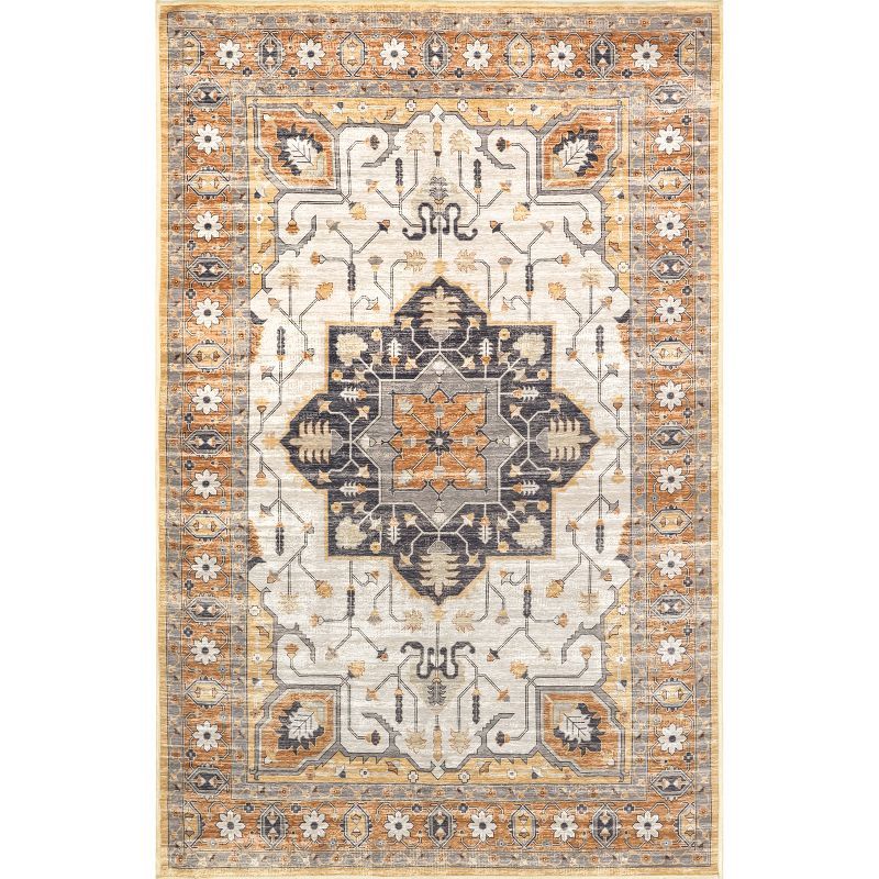 Transitional Easy-Care Beige Cotton Blend 8' x 10' Area Rug