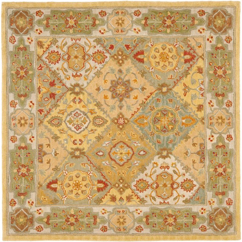 Ivory and Multi 6' x 6' Hand-Tufted Wool Area Rug