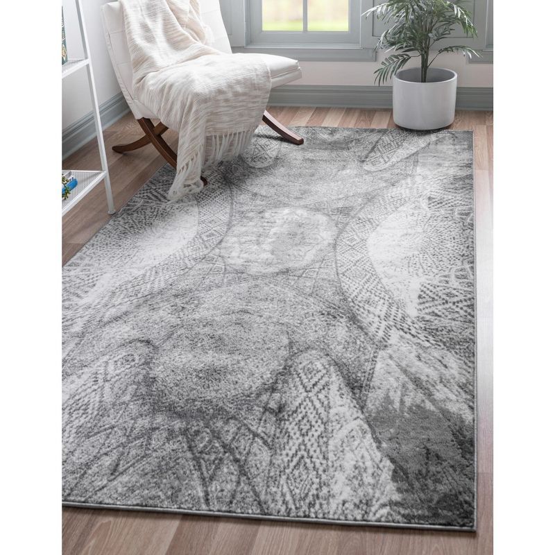 Dark Gray 9' x 12' Stain-Resistant Rectangular Area Rug