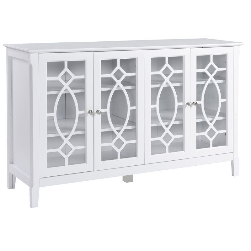 White Glass Door Sideboard Buffet Cabinet with Adjustable Shelves