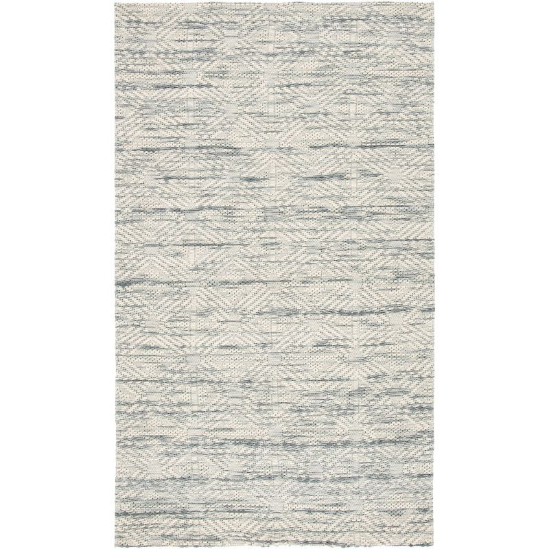 Handmade Gray Geometric Wool Flat Woven Rug 5' x 8'