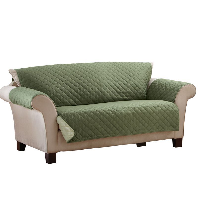 Olive and Sage Reversible Quilted Sofa Protector