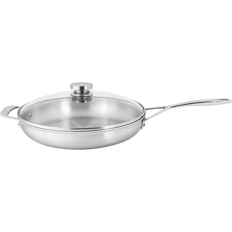 12.5" Stainless Steel Fry Pan with Lid and Helper Handle