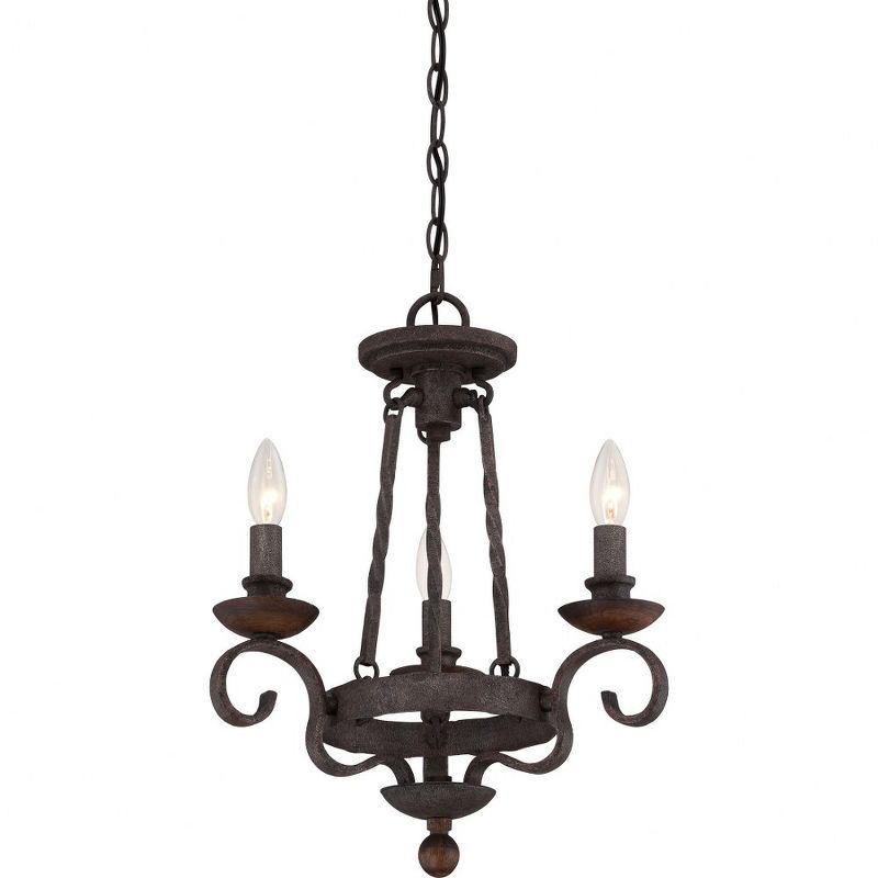 Rustic Black Mini 3-Light Candle Chandelier