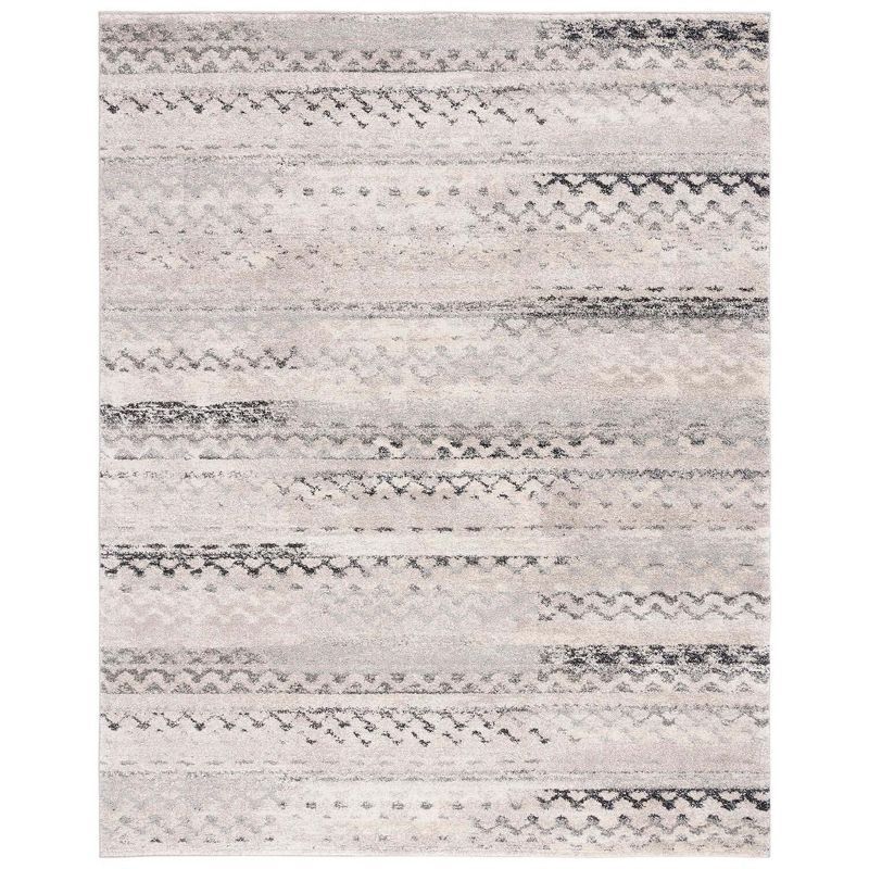 Gray and Cream Abstract Shag 8' x 10' Reversible Area Rug