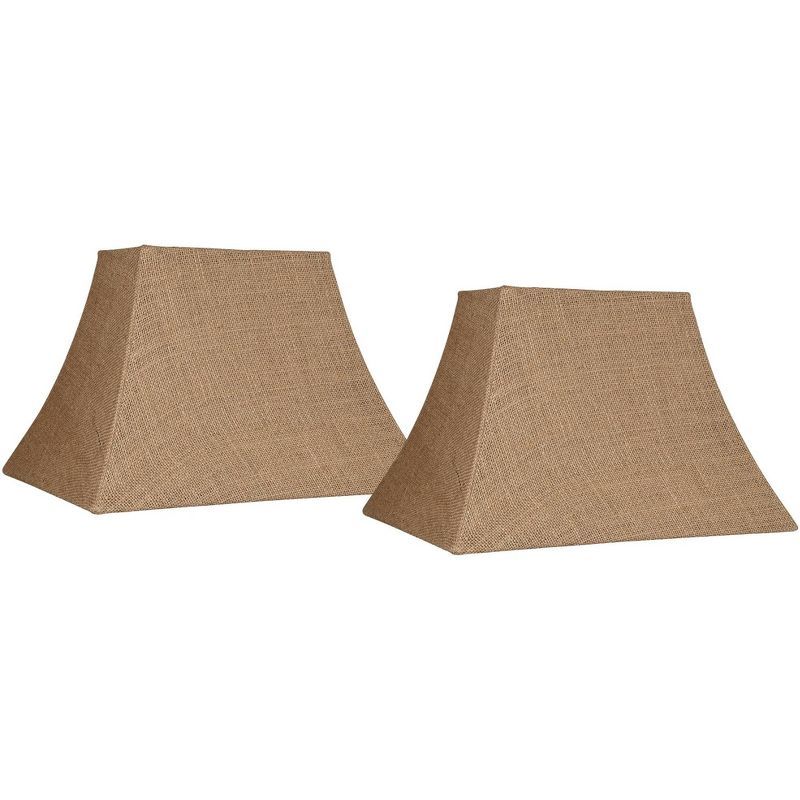 Set of 2 Rectangular Burlap Lamp Shades with Chrome Finish