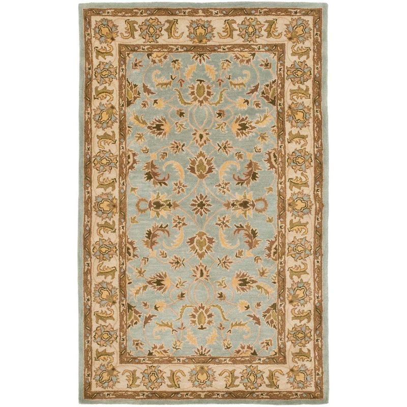 Light Blue and Beige Hand-Tufted Wool Area Rug 4' x 6'