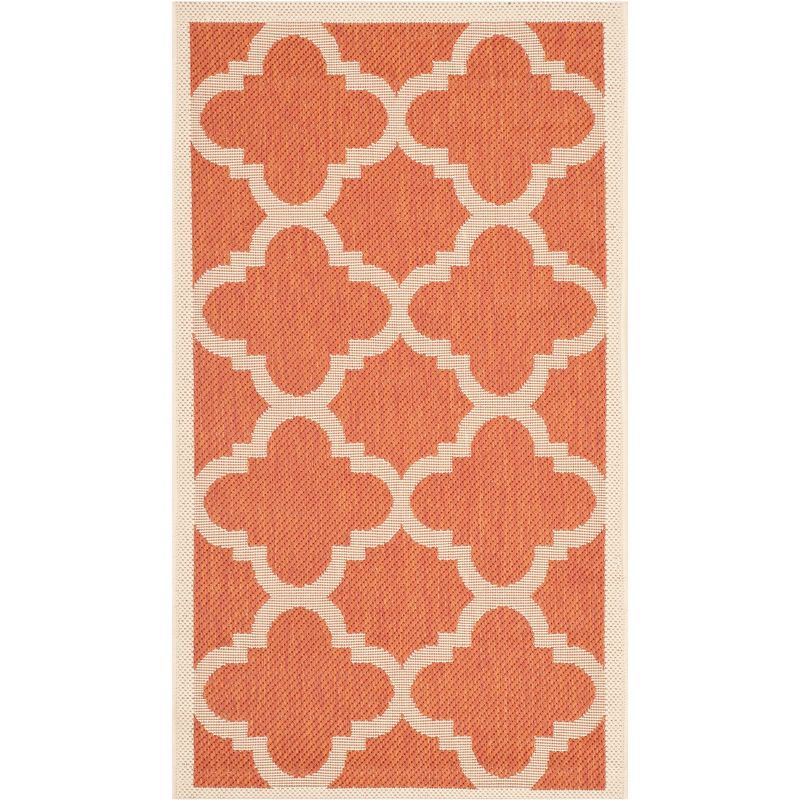 Terracotta Quatrefoil Indoor/Outdoor Synthetic Area Rug