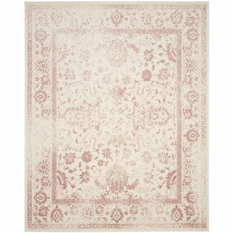 Oversized Ivory and Rose Synthetic Area Rug, 11' x 15'