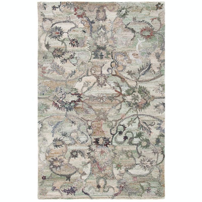 Hand-Tufted Sage and Beige Wool Area Rug, 3' x 5'