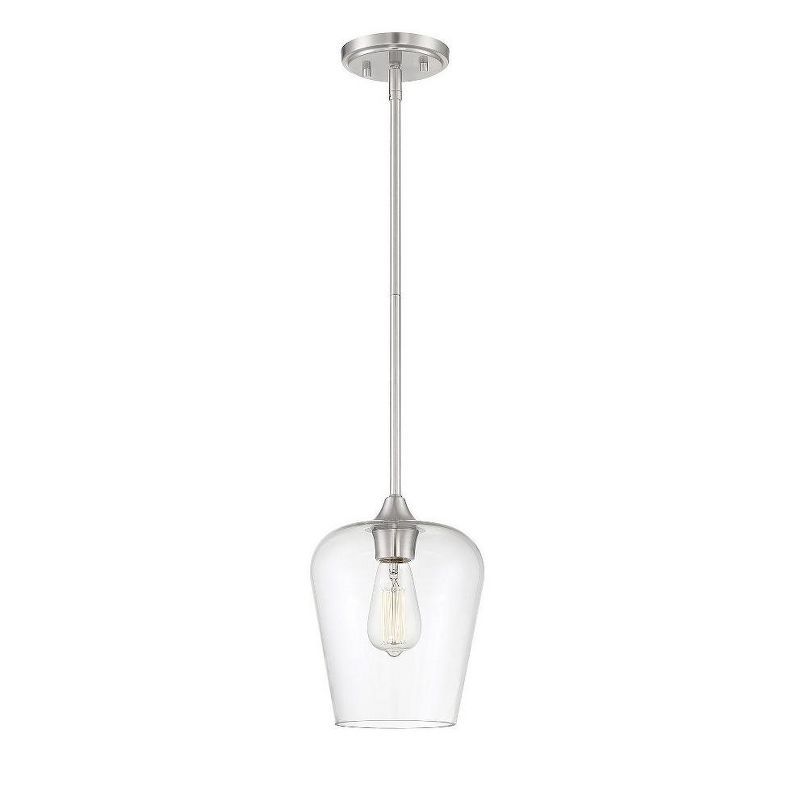 Octave Satin Nickel Mini Pendant with Clear Glass Shade