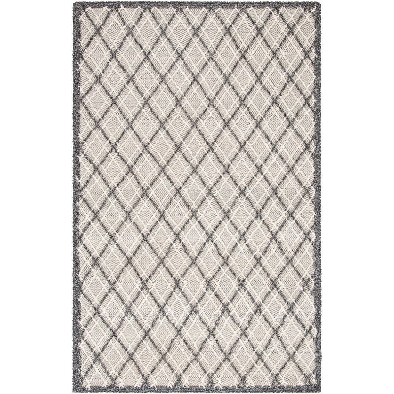 Elegant Hand-Tufted Woolen Area Rug in Dark Grey/Light Grey, 5' x 8'